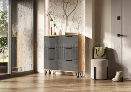 Обувница Флэш, Графит/Дуб Крафт 