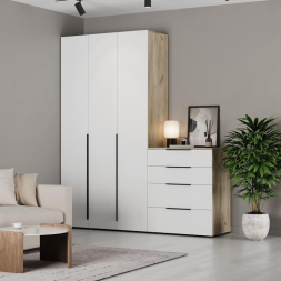 Шкаф 2-х дверный Х21 Харди, Дуб серый/Белый