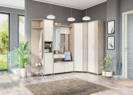 Модульная прихожая Граф, Перламутр/Дуб баррик (Композиция 2) 